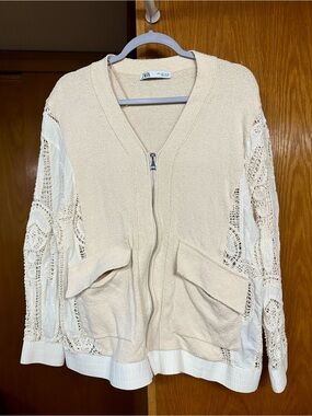 ZARA Cream Lace Cardigan